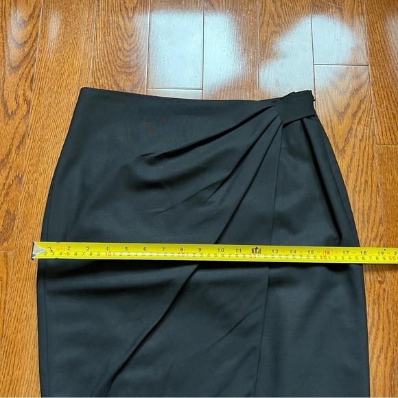 Club Monaco Black Wool Tulip Wrap Straight Pencil Midi Skirt - Sz 4 - Picture 13 of 15